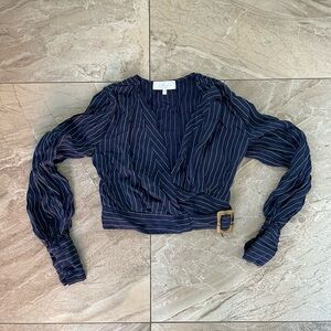Deep V-Neck Stripped Cross body top